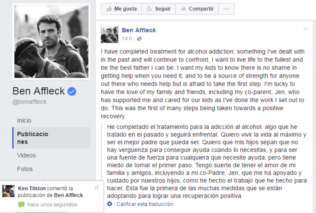 Ben Affleck - Facebook